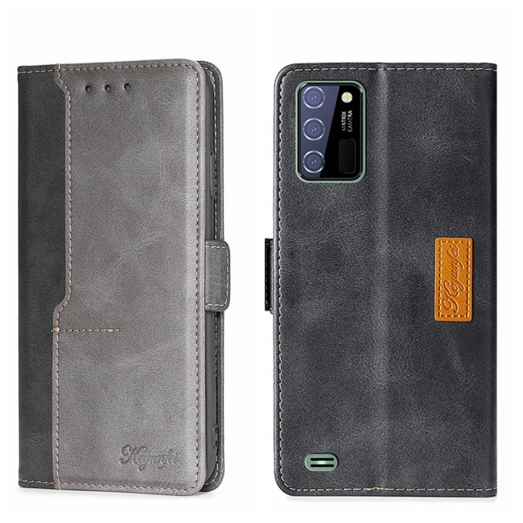 For OUKITEL C25 Contrast Color Side Buckle Leather Phone Case