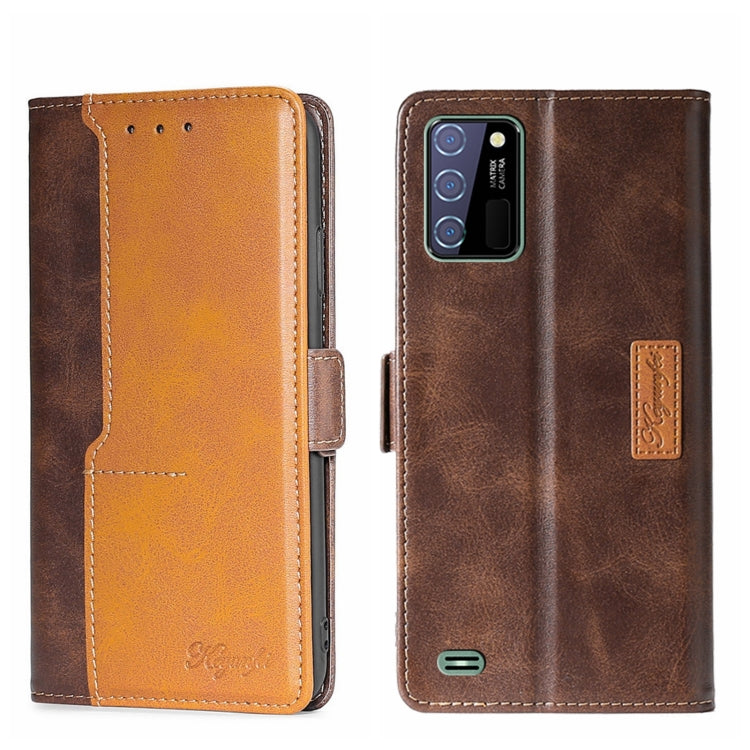 For OUKITEL C25 Contrast Color Side Buckle Leather Phone Case