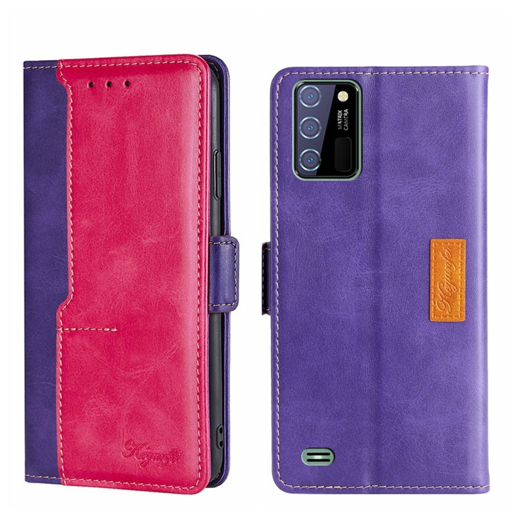 For OUKITEL C25 Contrast Color Side Buckle Leather Phone Case