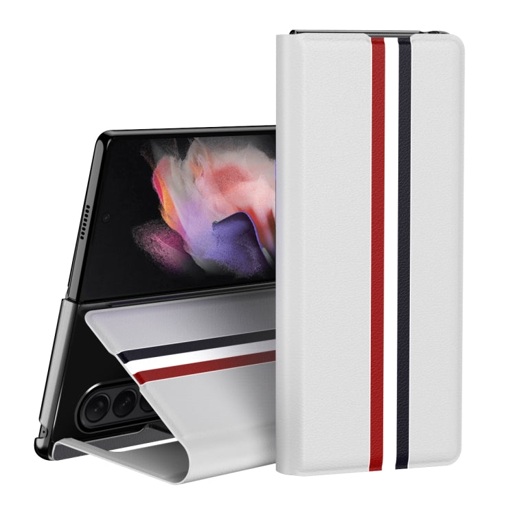 For Samsung Galaxy Z Fold4 Lychee Texture PU Card Slot Leather Case with Holder