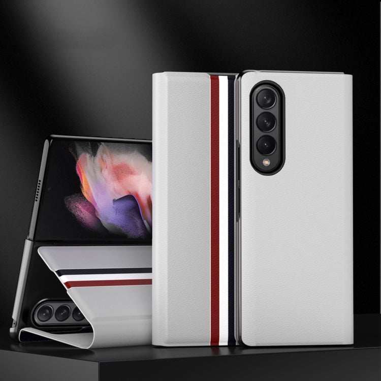 For Samsung Galaxy Z Fold4 Lychee Texture PU Card Slot Leather Case with Holder