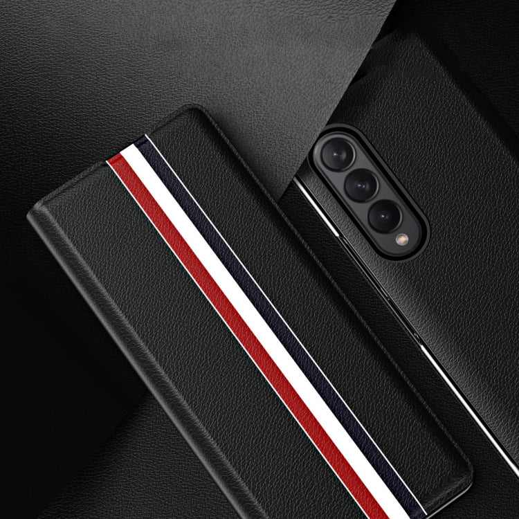 For Samsung Galaxy Z Fold4 Lychee Texture PU Card Slot Leather Case with Holder