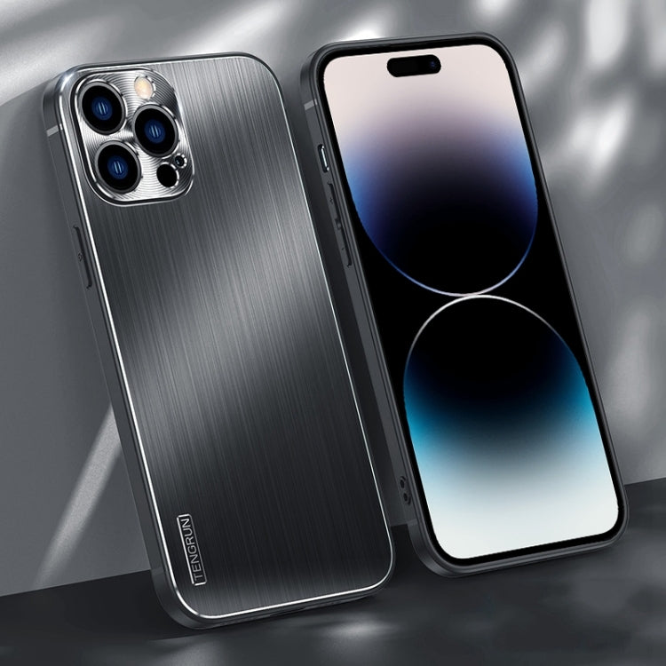 For iPhone 14 Pro Max Brushed Texture Shockproof Phone Case