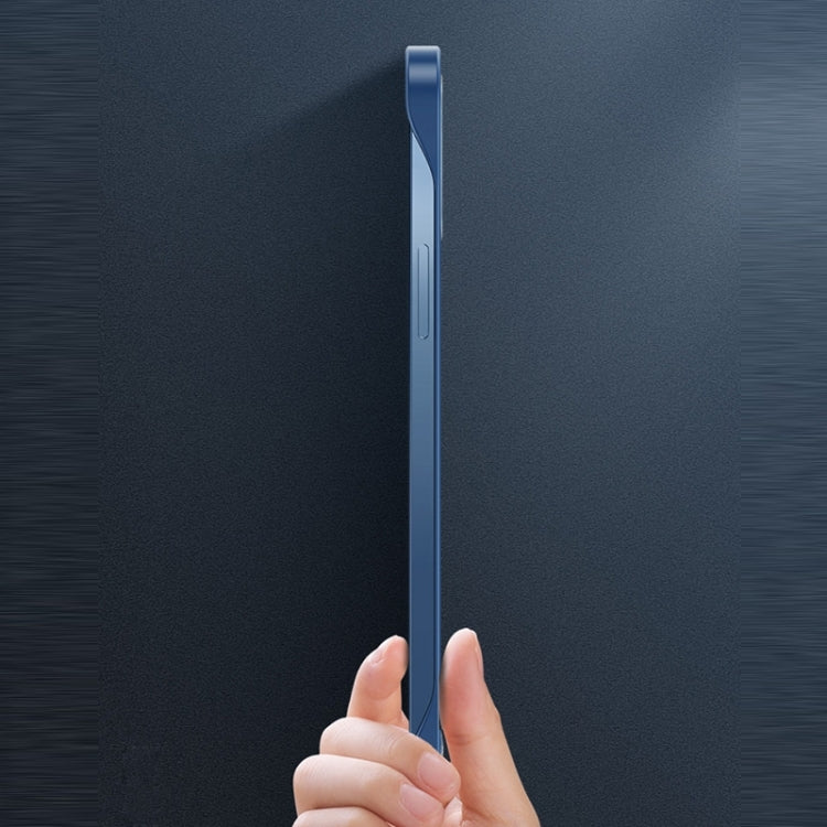 For iPhone 14 Plus Metal CD Texture Borderless Transparent Frosted Phone Case (Black)