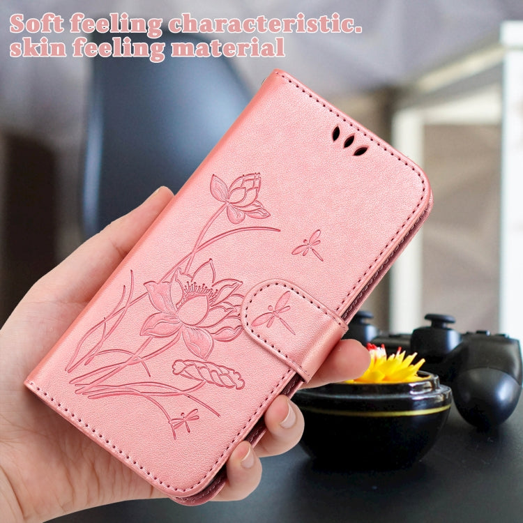 For iPhone 14 Plus Lotus Embossed Leather Phone Case