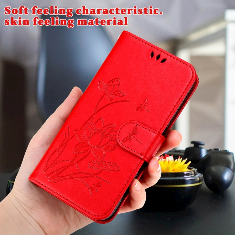 For iPhone 14 Pro Lotus Embossed Leather Phone Case