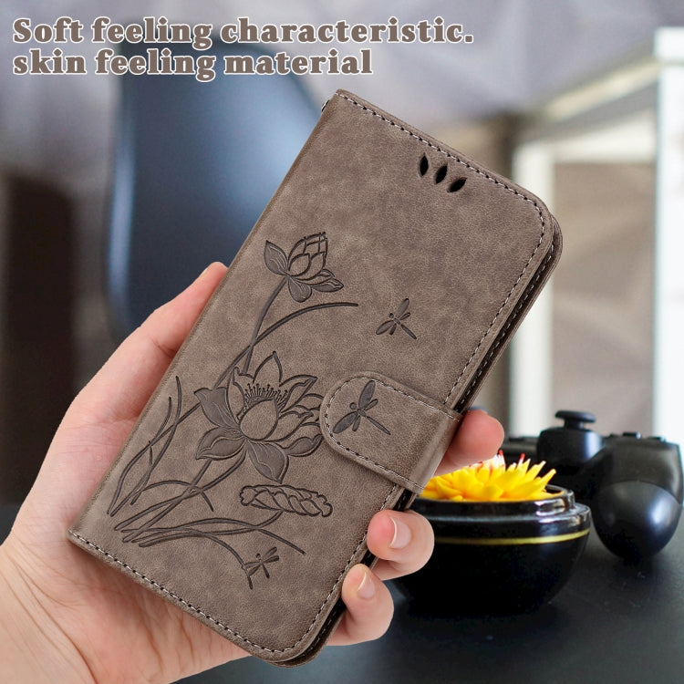For iPhone 14 Pro Lotus Embossed Leather Phone Case