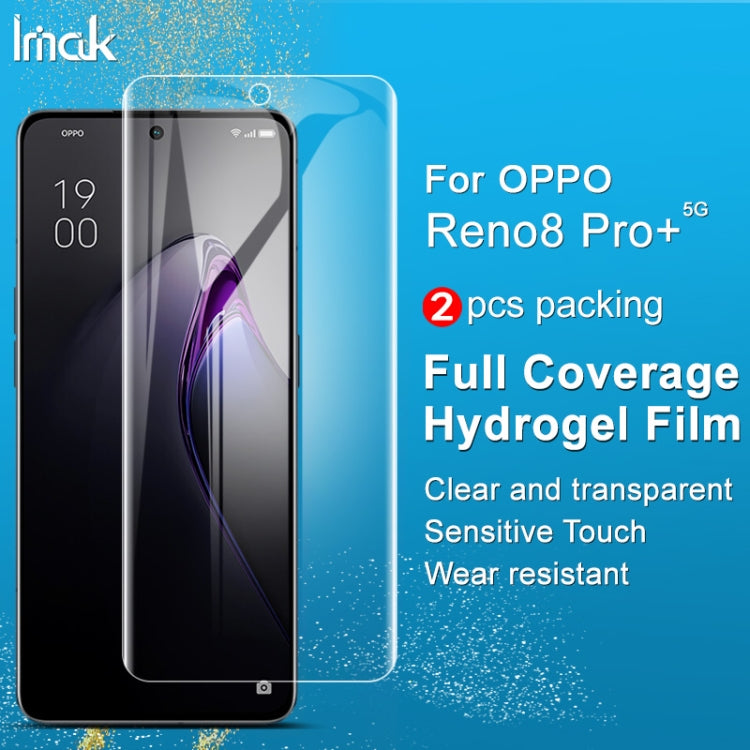 For OPPO Reno8 Pro+ 5G / Reno8 Pro 5G Global 2 PCS IMAK Curved Full Screen Hydrogel Film Front Protector