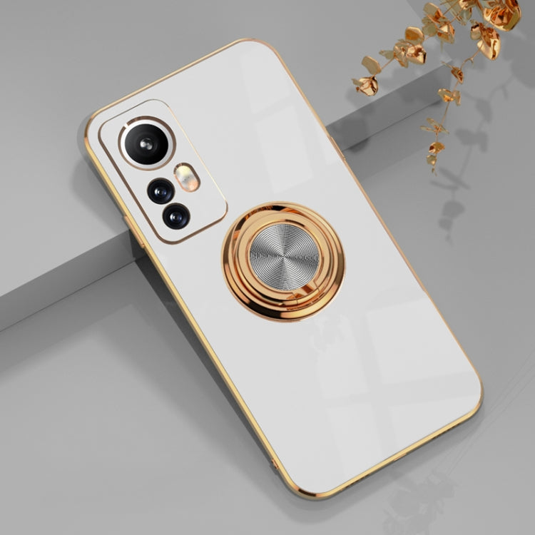 For Xiaomi 12 Lite 6D Electroplating Full Coverage Silicone Phone Case with Magnetic Ring Holder