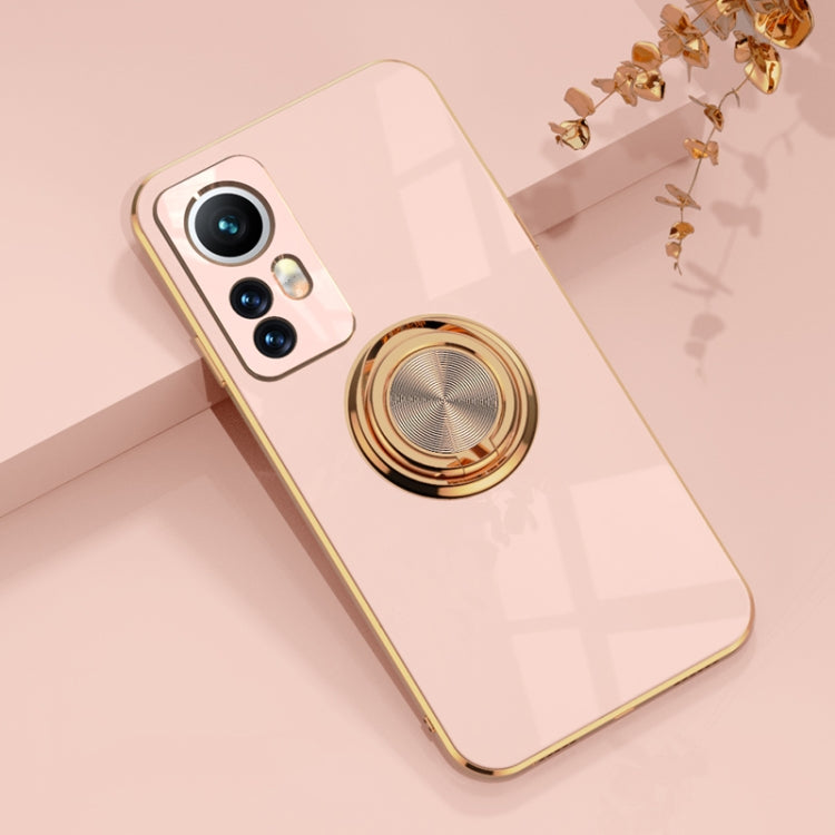 For Xiaomi 12 Lite 6D Electroplating Full Coverage Silicone Phone Case with Magnetic Ring Holder