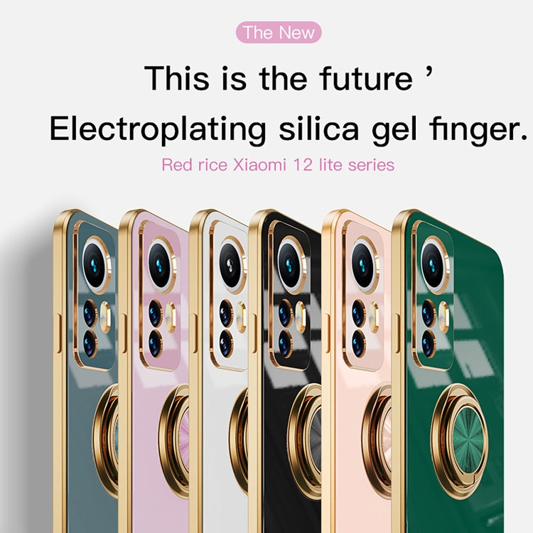 For Xiaomi 12 Lite 6D Electroplating Full Coverage Silicone Phone Case with Magnetic Ring Holder