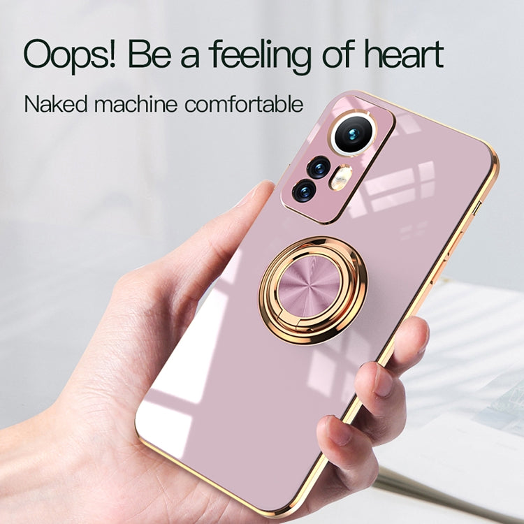 For Xiaomi 12 Lite 6D Electroplating Full Coverage Silicone Phone Case with Magnetic Ring Holder