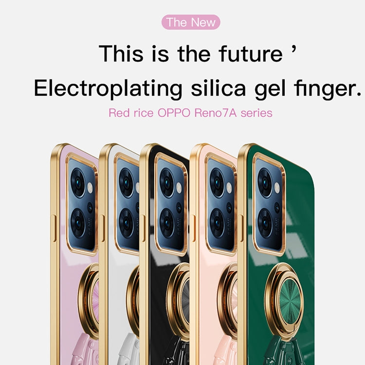 For OPPO Reno7 A 6D Electroplating Astronaut Ring Kickstand Phone Case