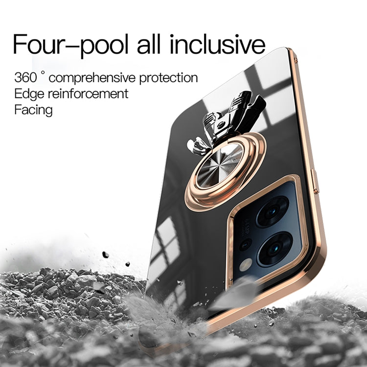For OPPO Reno7 A 6D Electroplating Astronaut Ring Kickstand Phone Case