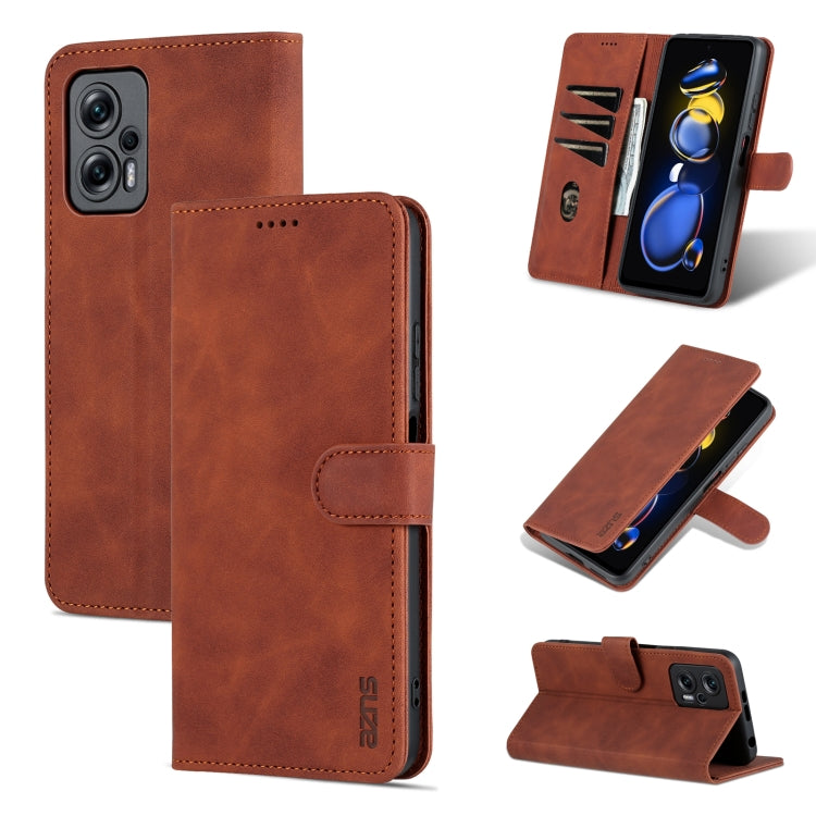For Xiaomi Redmi Note 11T Pro/POCO X4 GT AZNS Skin Feel Calf Texture Flip Leather Phone Case
