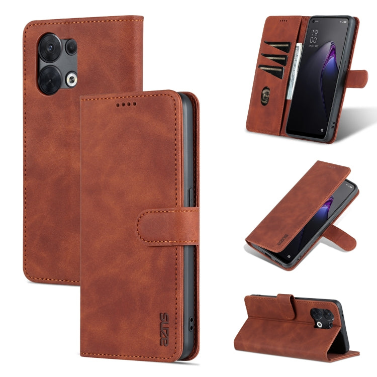 For OPPO Reno8 Pro AZNS Skin Feel Calf Texture Flip Leather Phone Case