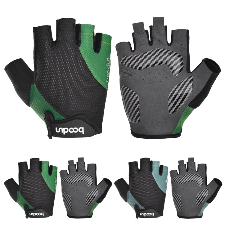 BOODUN 1408 4D Silicone Shock Absorbing Half Finger Breathable Bicycle Outdoor Riding Gloves, Size:M