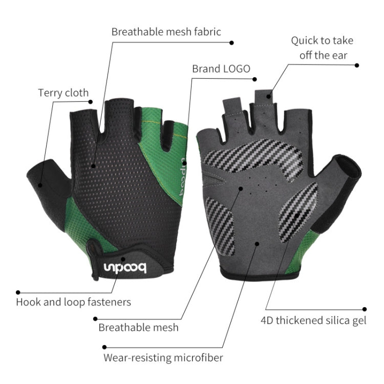 BOODUN 1408 4D Silicone Shock Absorbing Half Finger Breathable Bicycle Outdoor Riding Gloves, Size:M