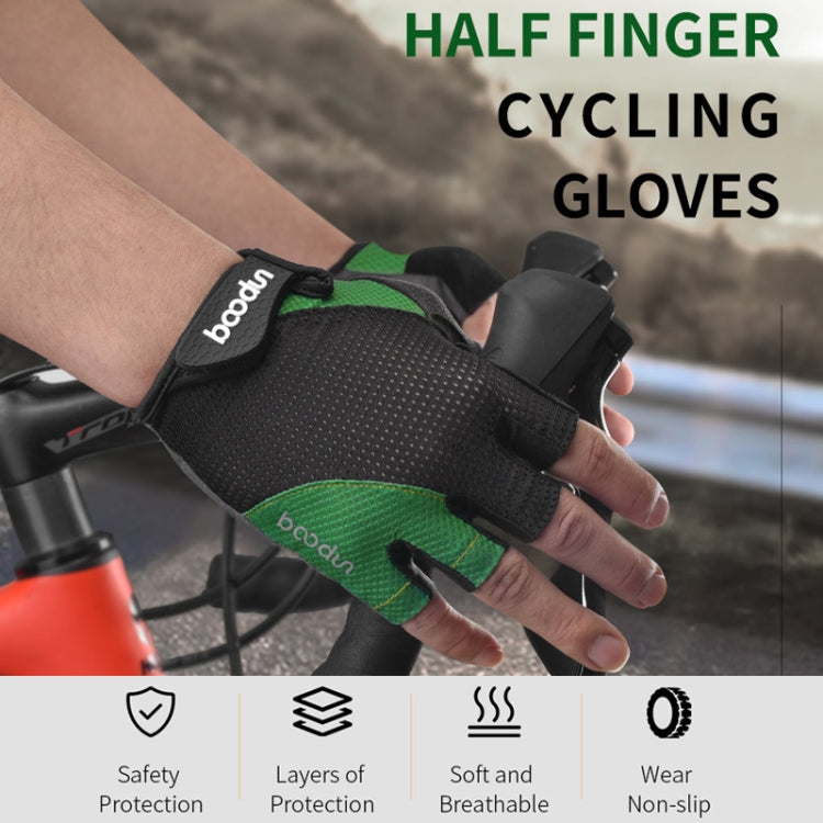 BOODUN 1408 4D Silicone Shock Absorbing Half Finger Breathable Bicycle Outdoor Riding Gloves, Size:M
