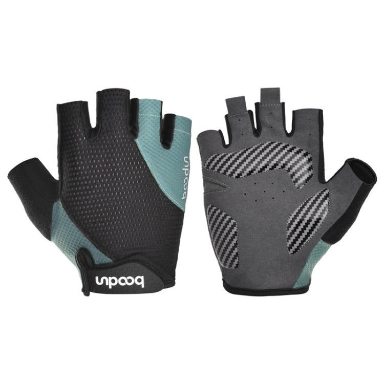 BOODUN 1408 4D Silicone Shock Absorbing Half Finger Breathable Bicycle Outdoor Riding Gloves, Size:L