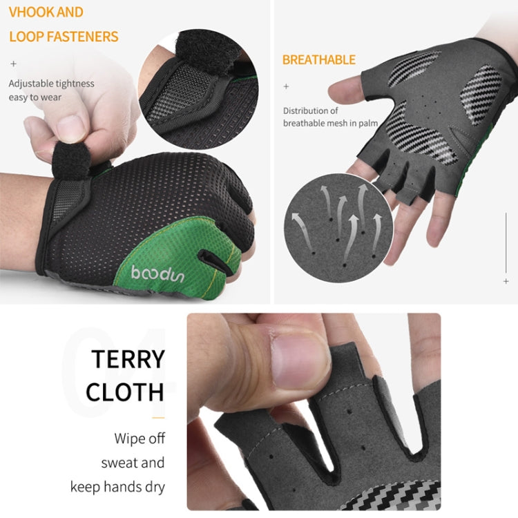 BOODUN 1408 4D Silicone Shock Absorbing Half Finger Breathable Bicycle Outdoor Riding Gloves, Size:XL