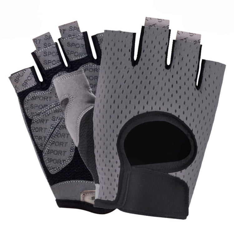 Outdoor Half-finger Cycling Fitness Non-slip Breathable Thin Sports Gloves, Size:L(Grey)