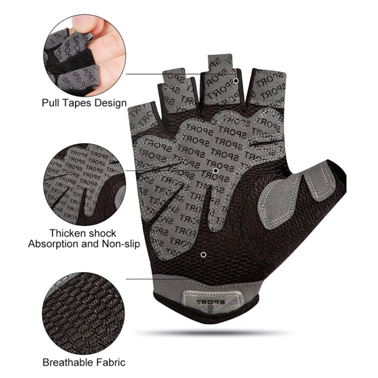 Outdoor Half-finger Cycling Fitness Non-slip Breathable Thin Sports Gloves, Size:L(Grey)