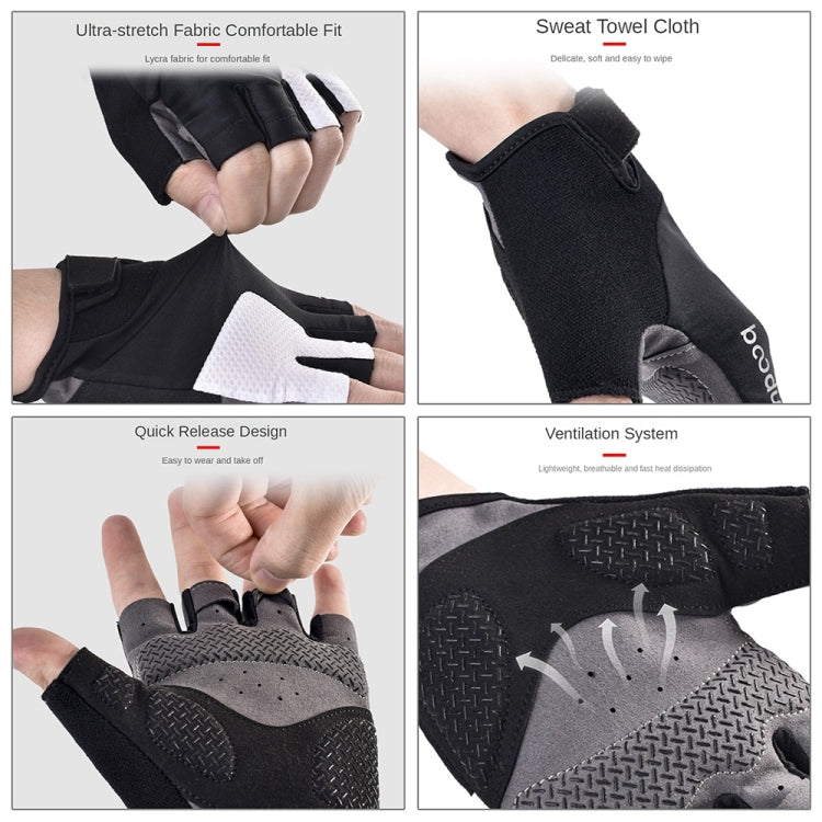 BOODUN Non-slip Half Finger Shock Absorption Breathable Heat Dissipation Outdoor Riding Gloves, Size:XL