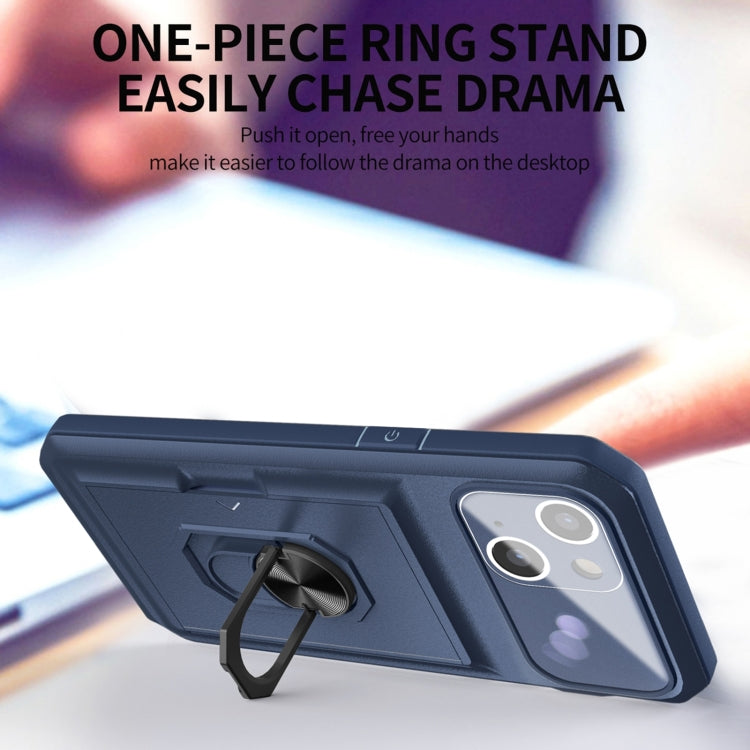 For iPhone 14 Plus Card Ring Holder PC + TPU Phone Case