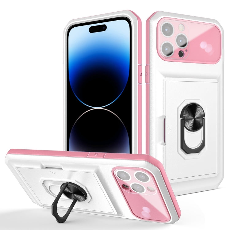 For iPhone 14 Pro Card Ring Holder PC + TPU Phone Case