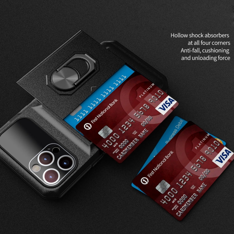 For iPhone 14 Pro Max Card Ring Holder PC + TPU Phone Case