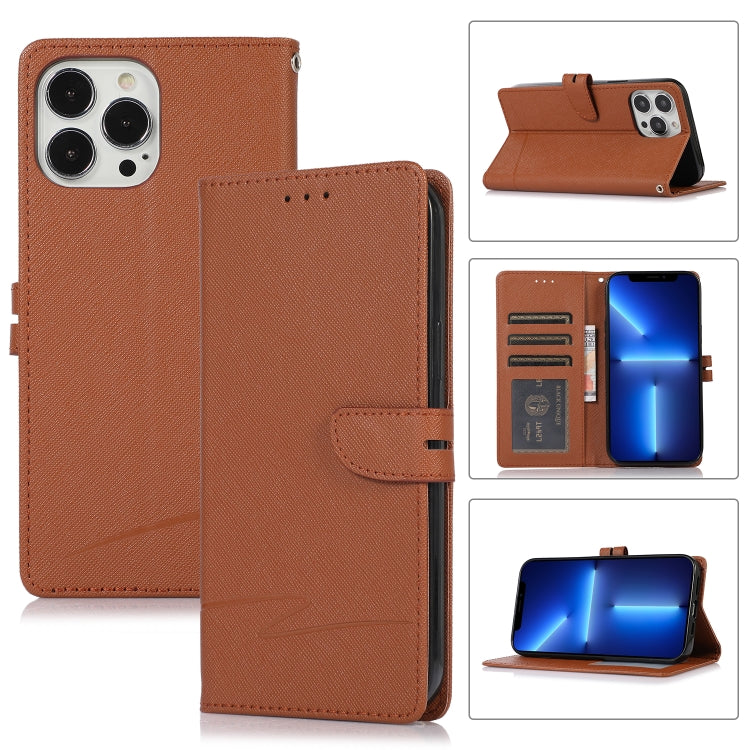 Cross Texture Horizontal Flip Leather Phone Case For iPhone 14 Pro Max