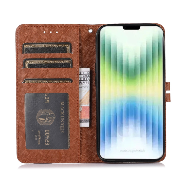 Cross Texture Horizontal Flip Leather Phone Case For iPhone 14 Max