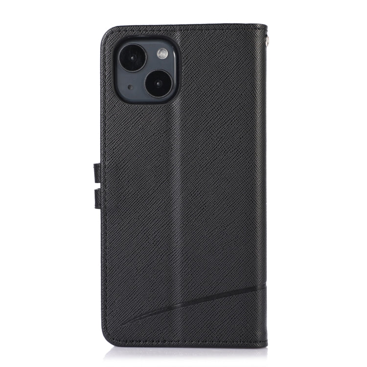 For iPhone 14 Cross Texture Horizontal Flip Leather Phone Case