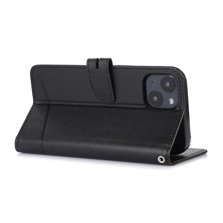 For iPhone 14 Cross Texture Horizontal Flip Leather Phone Case