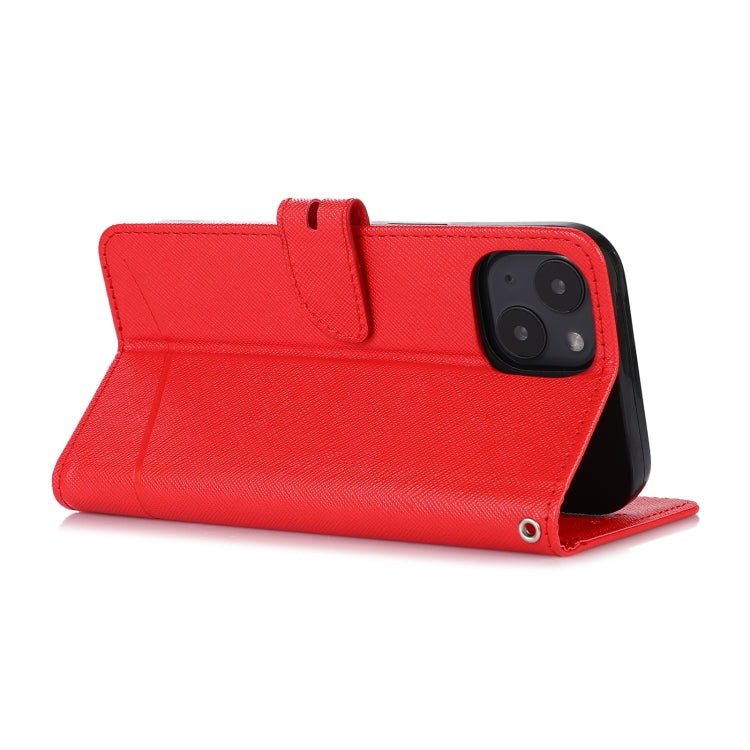 For iPhone 14 Cross Texture Horizontal Flip Leather Phone Case