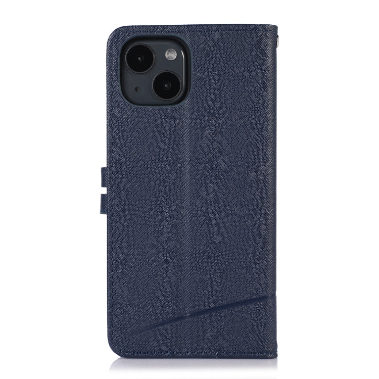 For iPhone 14 Cross Texture Horizontal Flip Leather Phone Case