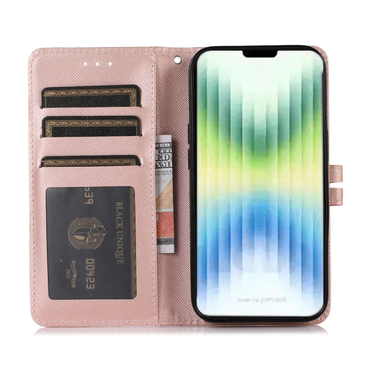 For iPhone 14 Cross Texture Horizontal Flip Leather Phone Case