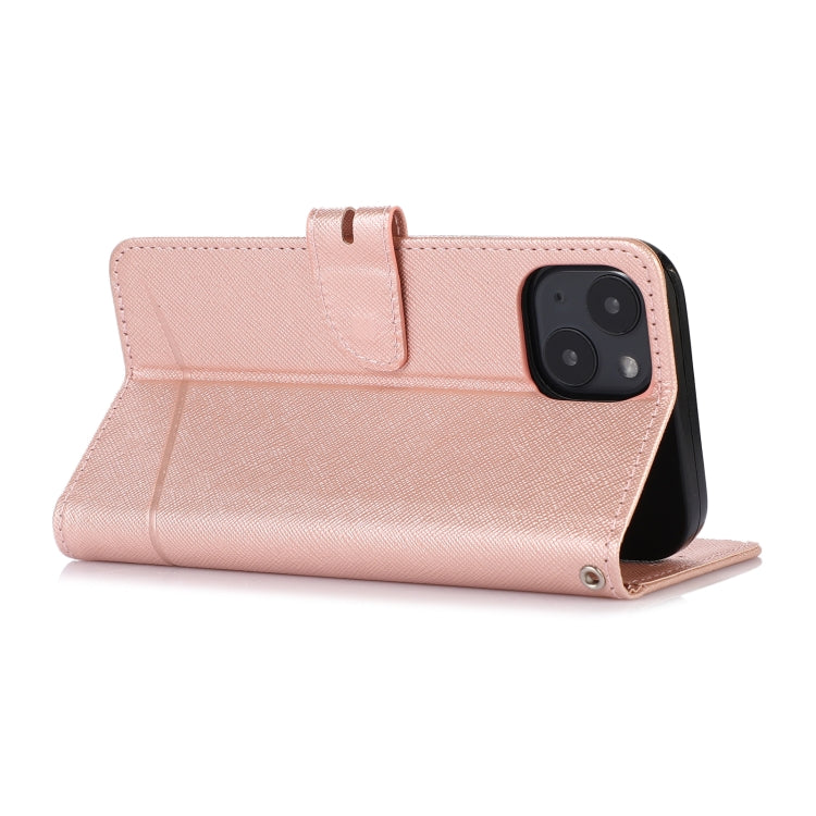 For iPhone 14 Cross Texture Horizontal Flip Leather Phone Case