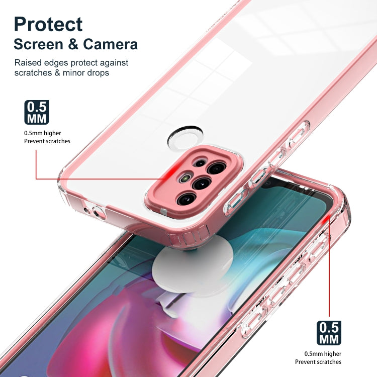 For Motorola Moto G20 3 in 1 Clear TPU Color PC Frame Phone Case