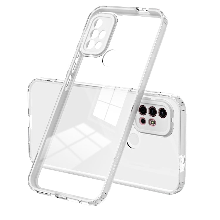 For Motorola Moto G30 3 in 1 Clear TPU Color PC Frame Phone Case