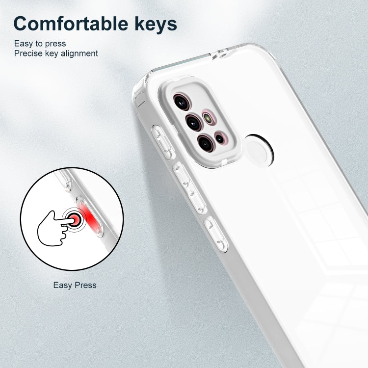 For Motorola Moto G30 3 in 1 Clear TPU Color PC Frame Phone Case