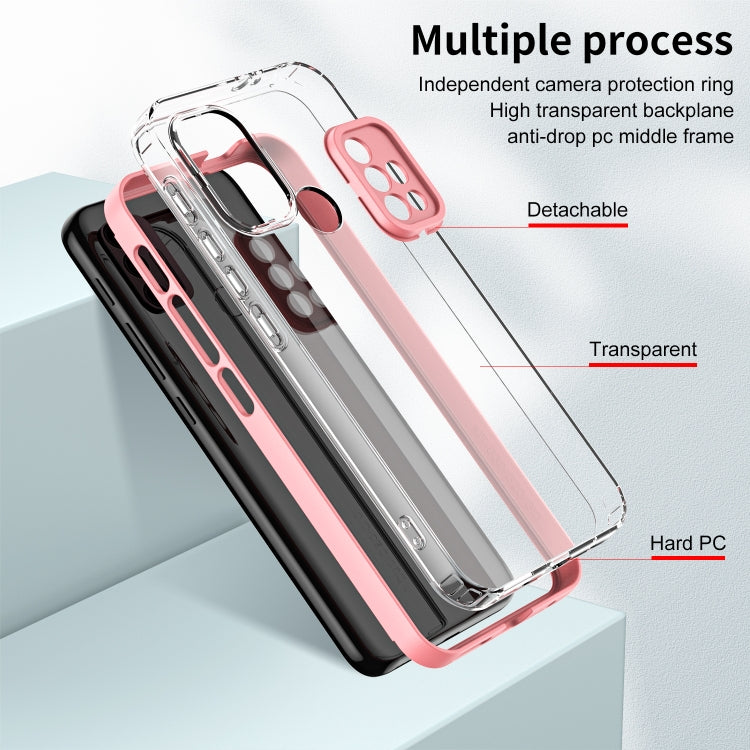 For Motorola Moto G30 3 in 1 Clear TPU Color PC Frame Phone Case