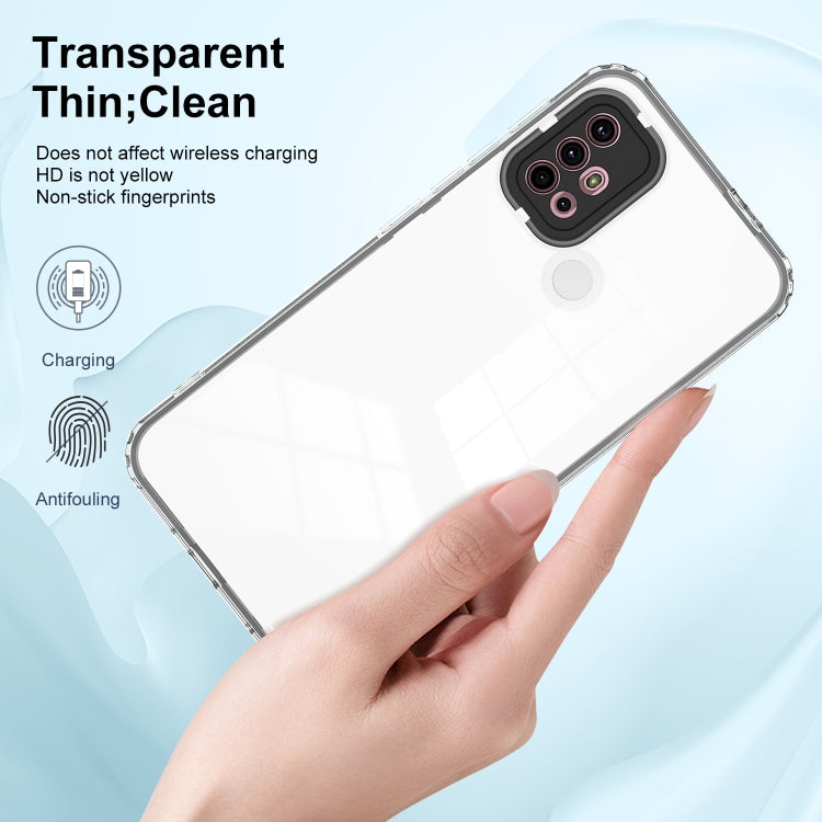 For Motorola Moto G30 3 in 1 Clear TPU Color PC Frame Phone Case