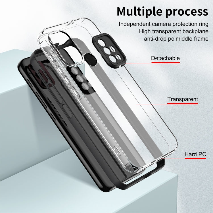 For Motorola Moto G30 3 in 1 Clear TPU Color PC Frame Phone Case