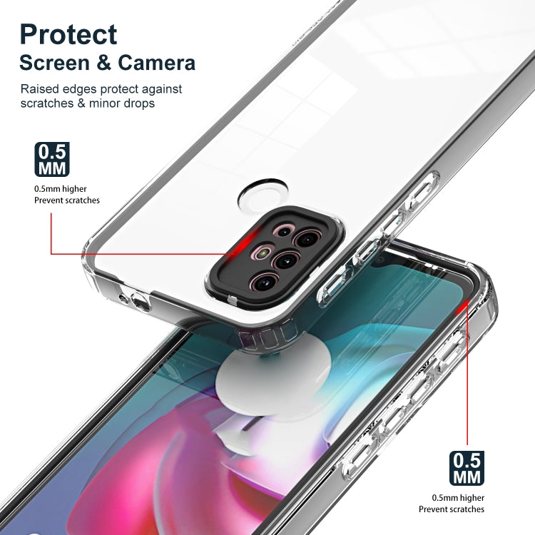 For Motorola Moto G30 3 in 1 Clear TPU Color PC Frame Phone Case