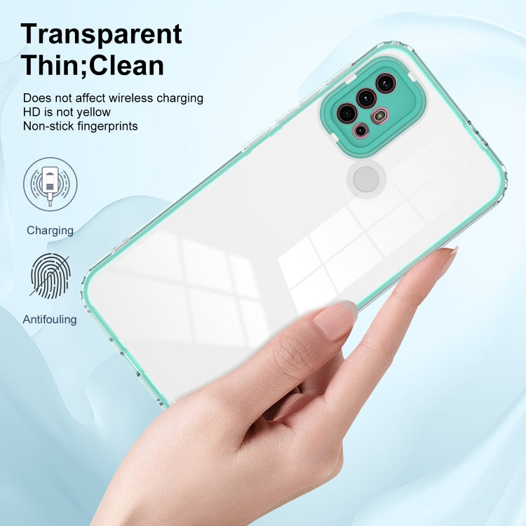 For Motorola Moto G30 3 in 1 Clear TPU Color PC Frame Phone Case