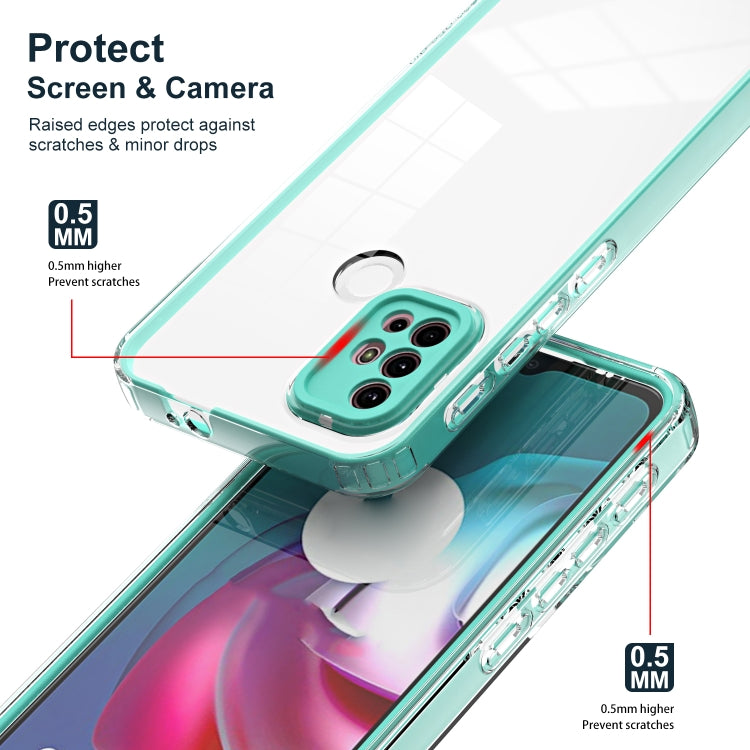 For Motorola Moto G30 3 in 1 Clear TPU Color PC Frame Phone Case