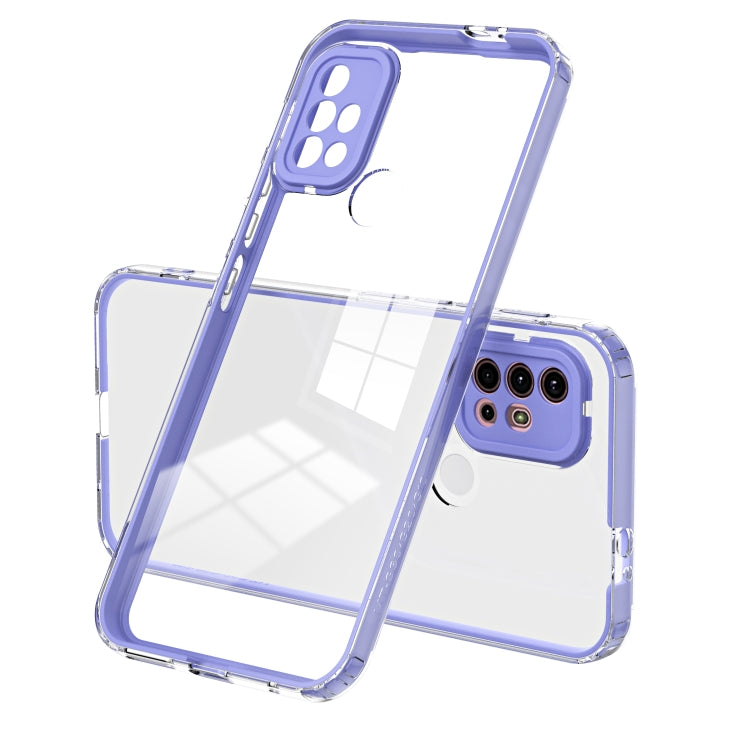 For Motorola Moto G30 3 in 1 Clear TPU Color PC Frame Phone Case