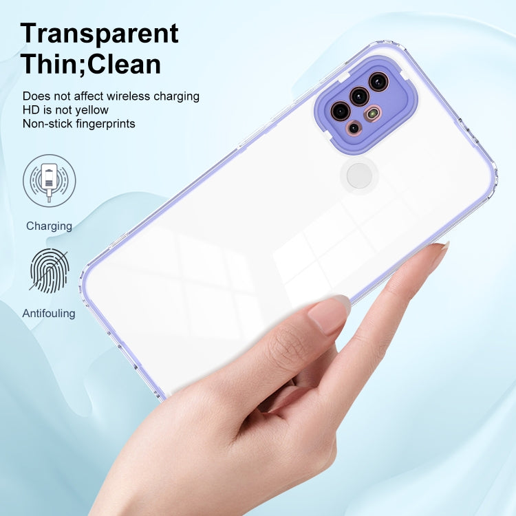 For Motorola Moto G30 3 in 1 Clear TPU Color PC Frame Phone Case